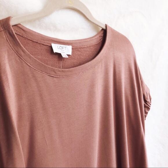 LOFT Lounge Rust Pink Super Soft Tie Sleeve Shirt - Picture 2 of 8